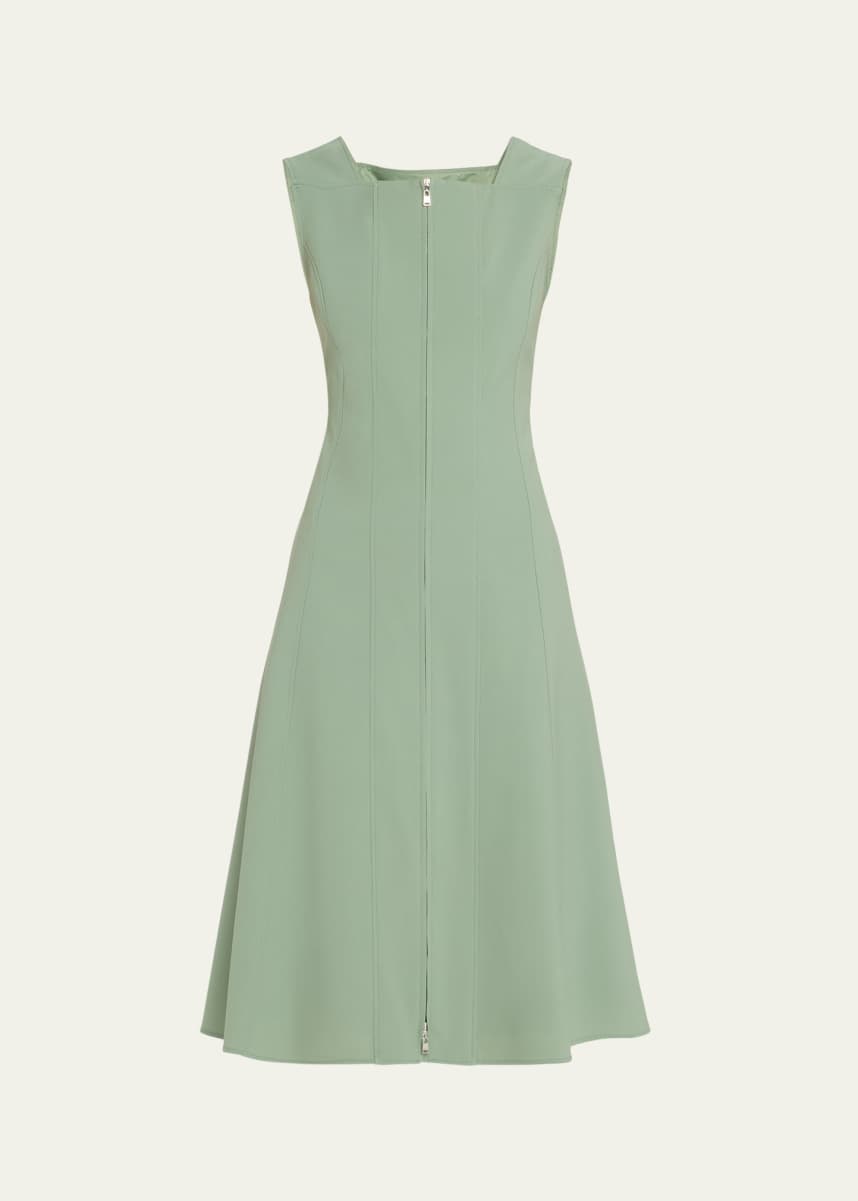 ADEAM Giselle Midi Dress with Lace-Up Detail