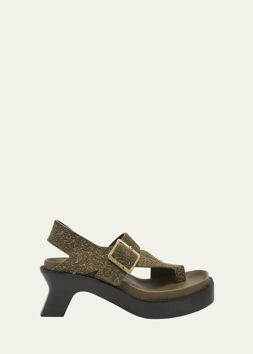 Loewe Brushed Suede Toe-Loop Buckle Sandals