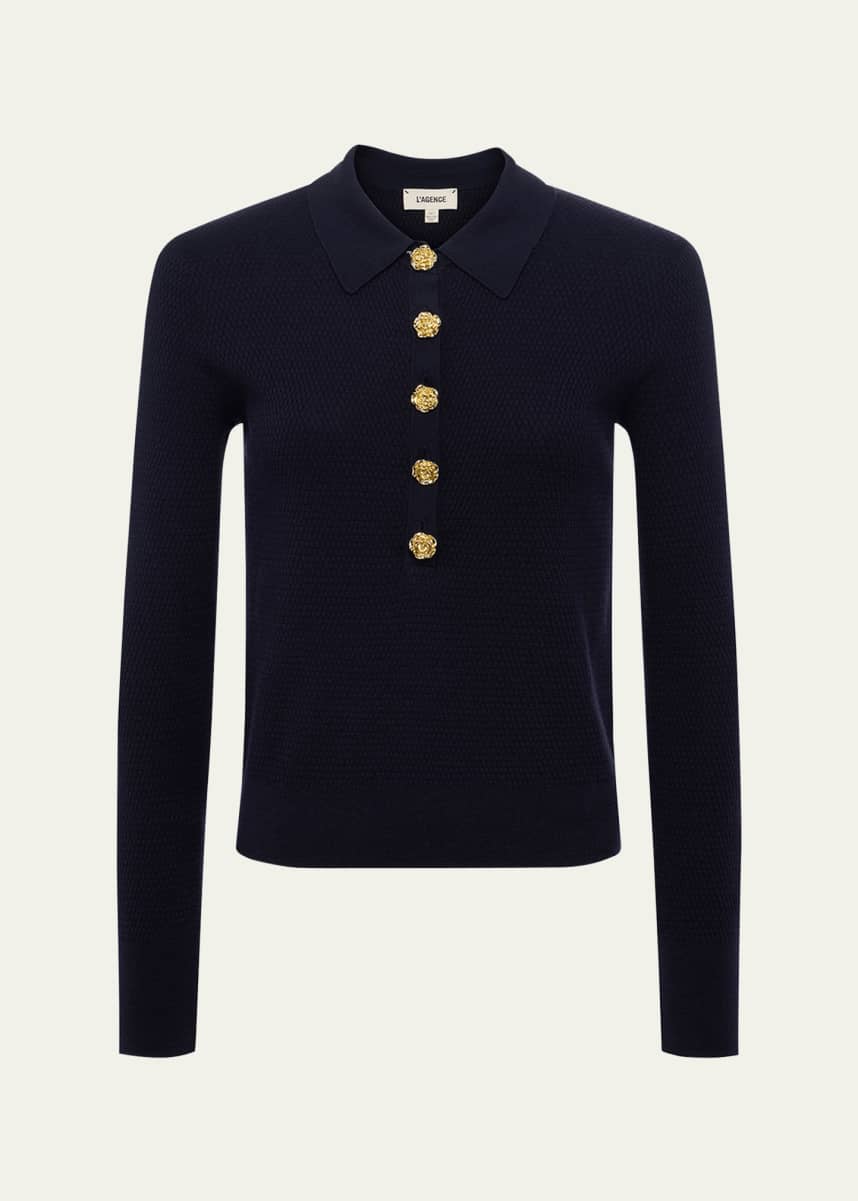 L'Agence Sterling Jewel-Button Sweater
