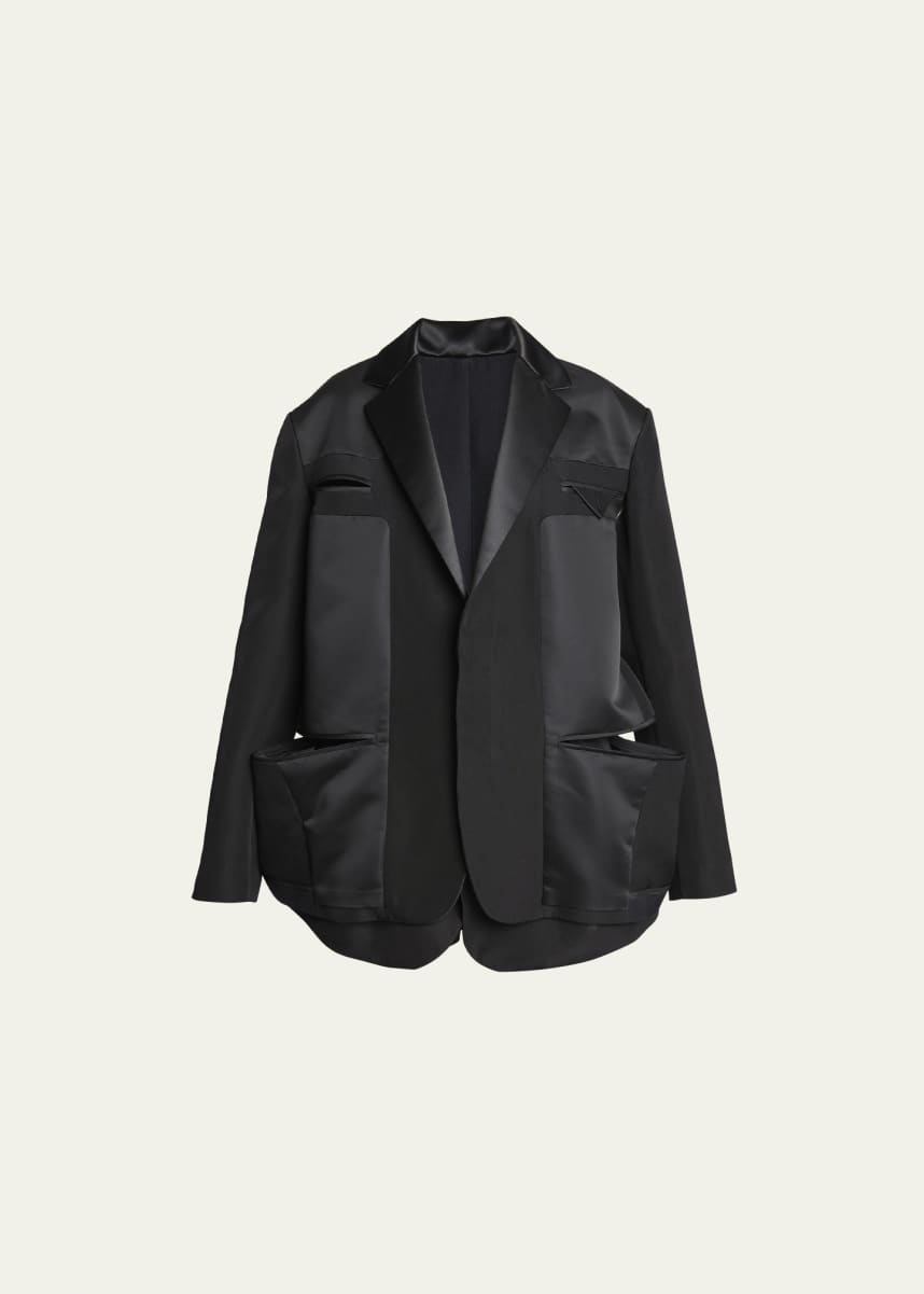 SACAI Cutout Pocket Oversized Silk Blazer