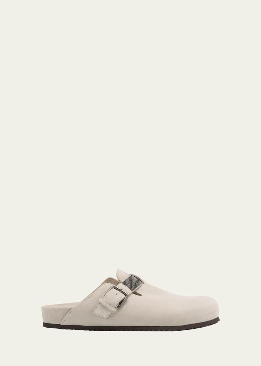 Brunello Cucinelli Suede Monili Buckle Mules