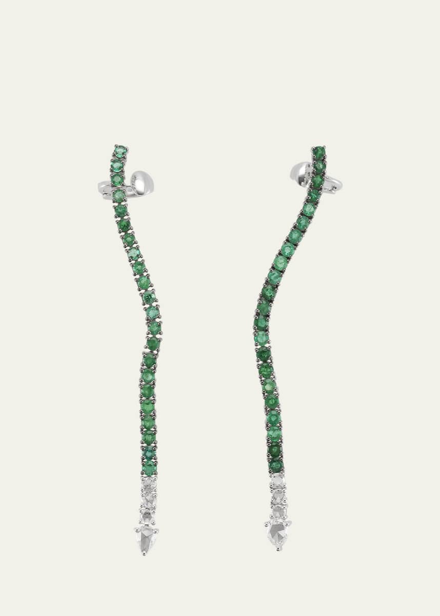 Savolinna Ferox Emerald and Diamond Ear Climber, Single