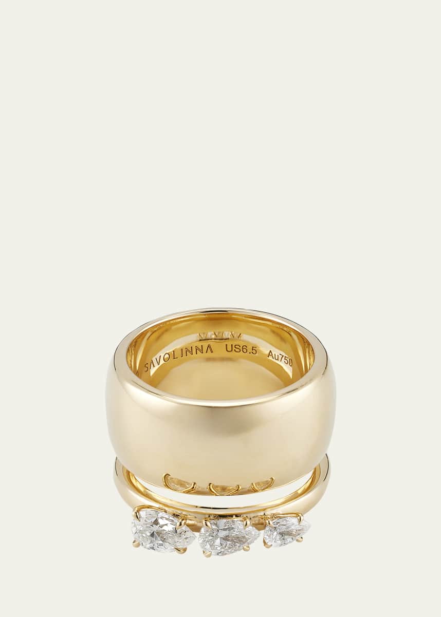 Savolinna Lemonade Triple Floating Pear Diamond Cigar Band Ring