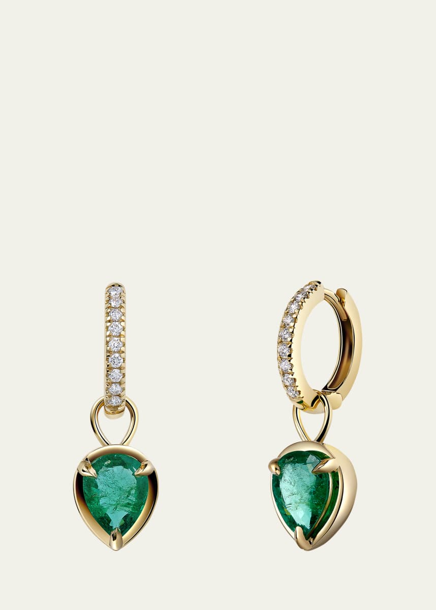 Savolinna 18K Capsule Dangling Pear Shaped Emerald Earrings