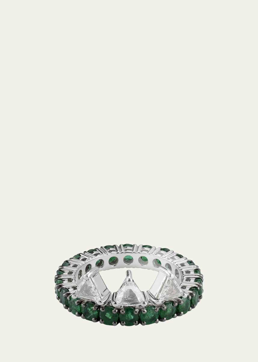 Savolinna Ferox Trinity Rose-Cut Diamond and Emerald Band Ring