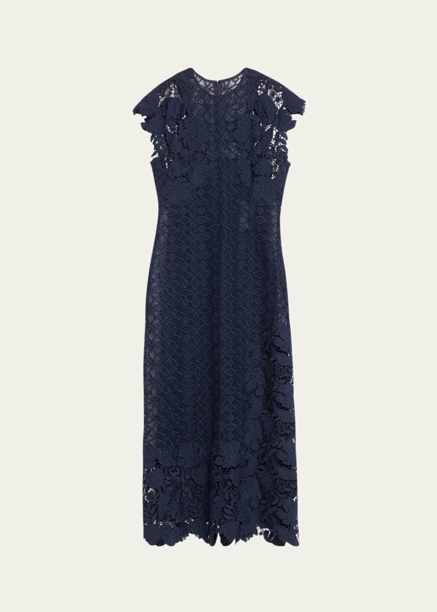 Lela Rose Floral Lace Pencil Dress