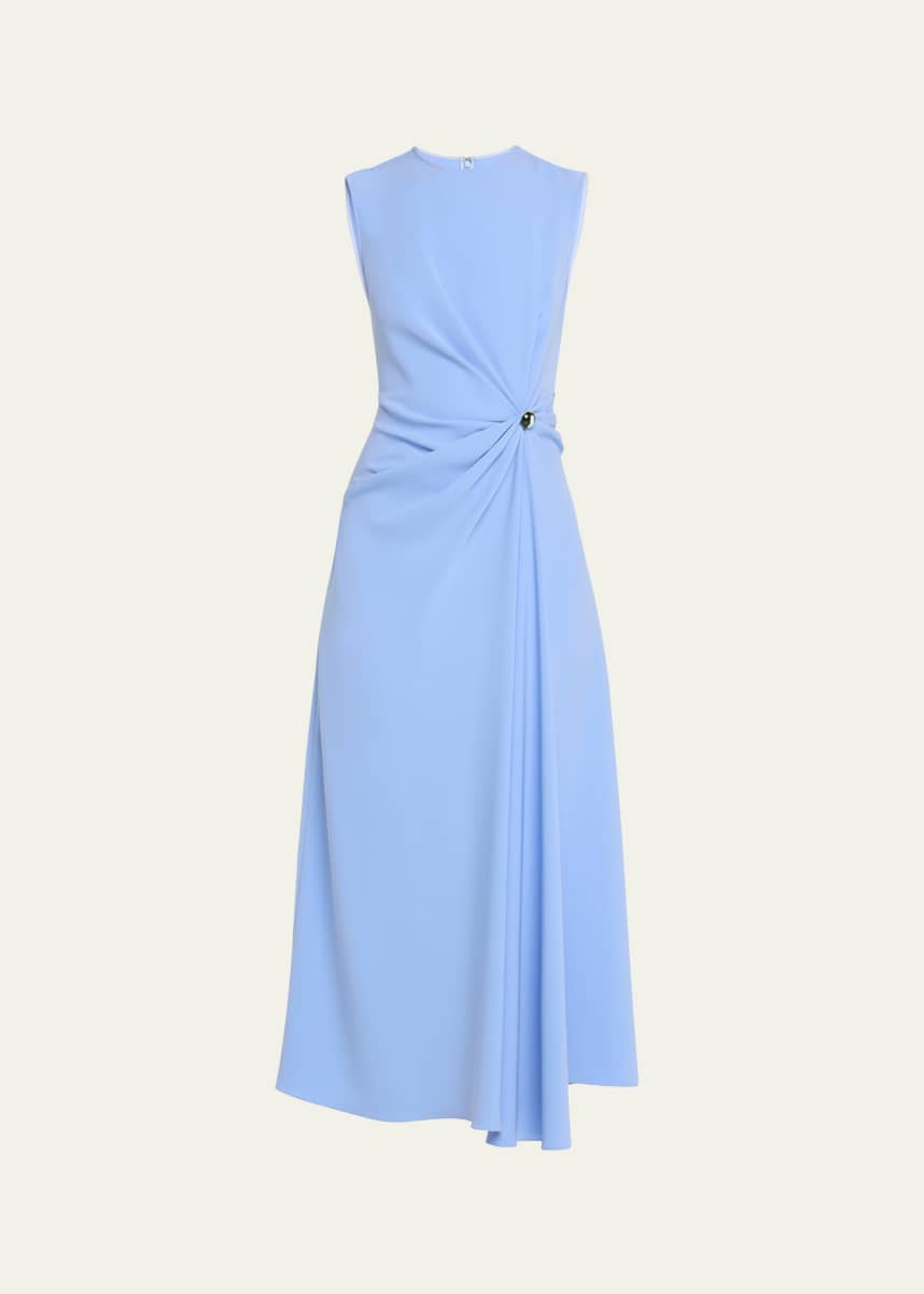 Lela Rose Gathered Midi Dress with Button