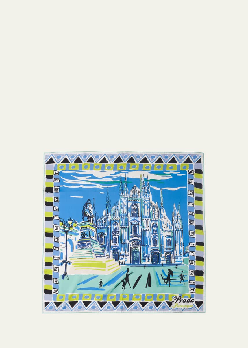 Prada Picturesque Milano Silk Scarf
