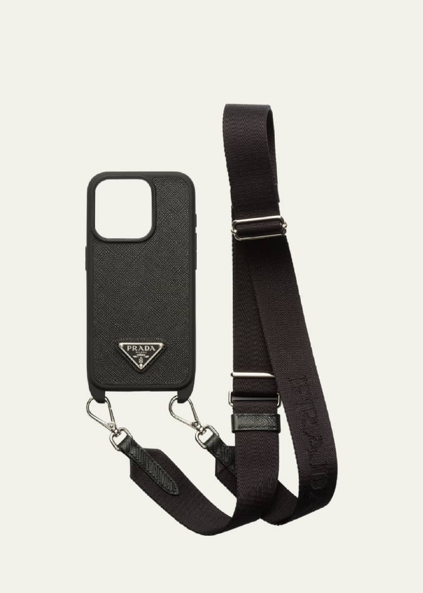 Prada iPhone 15 Pro Leather Case with Strap