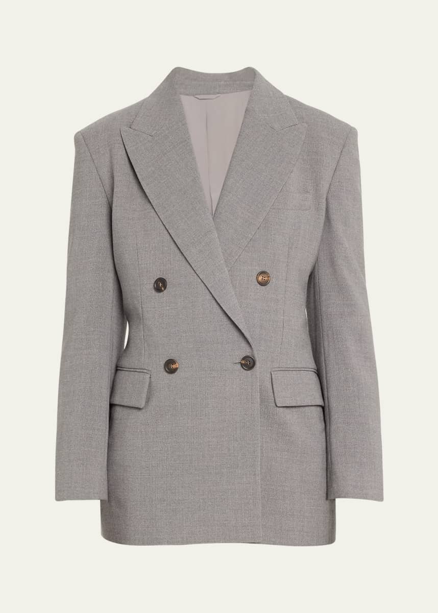 Brunello Cucinelli Double-Breasted Panama Wool Jacket