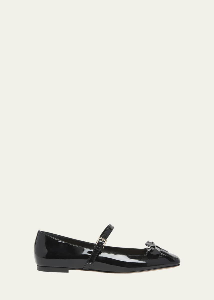 Valentino Garavani Romance Patent Bow Mary Jane Ballerina Flats