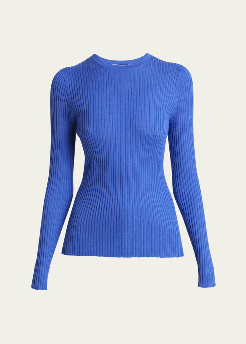 Gabriela Hearst Browning Long-Sleeve Crewneck Cashmere-Silk Knit Sweater