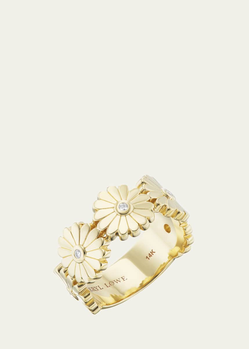 Sheryl Lowe 14K Daisy Ring with Diamond Bezels