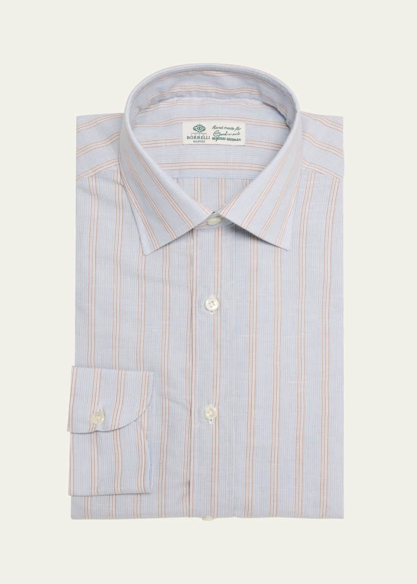 Borrelli Men's Cotton and Linen Multi-Stripe Dress Shirt