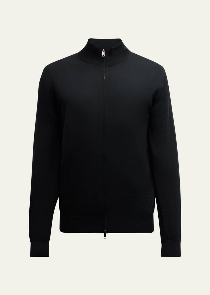 ZEGNA Men's High-Performance Wool Full-Zip Sweater