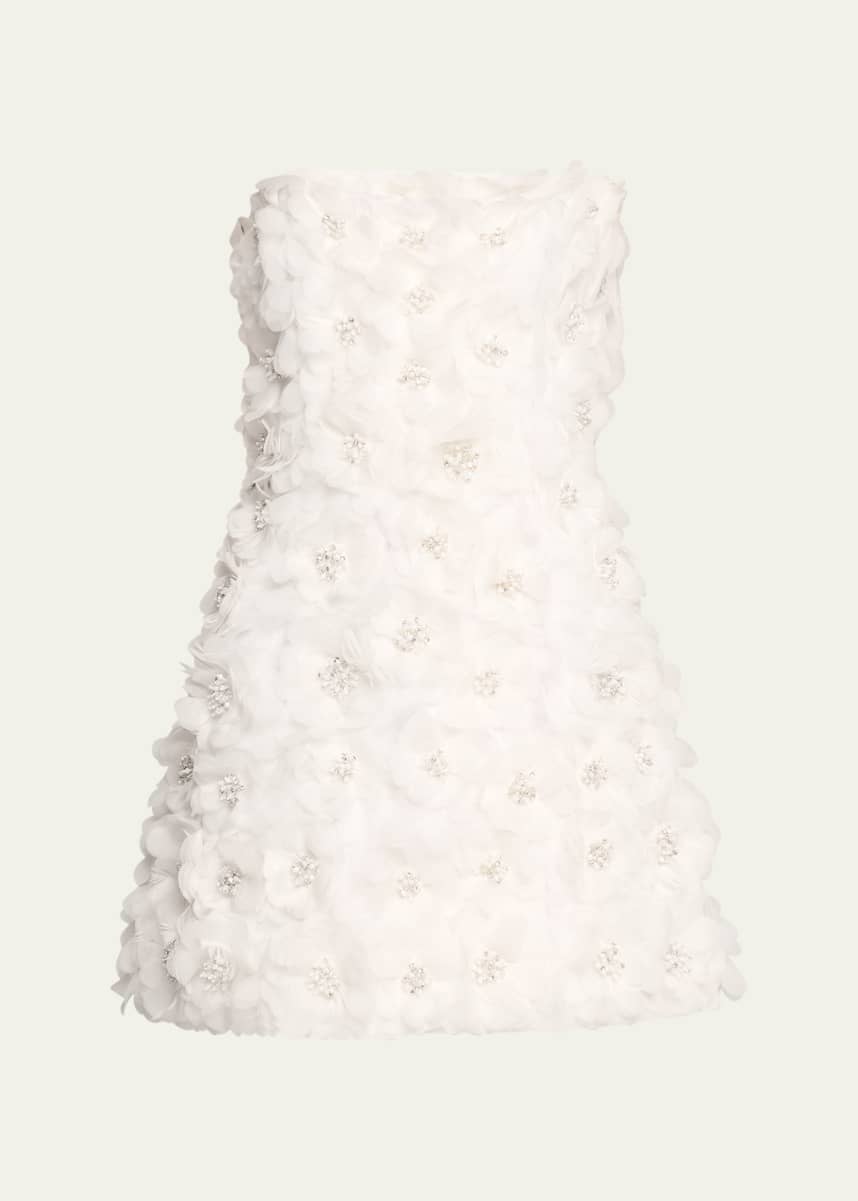Alice + Olivia Velia Crystal Floral Strapless Mini Gown