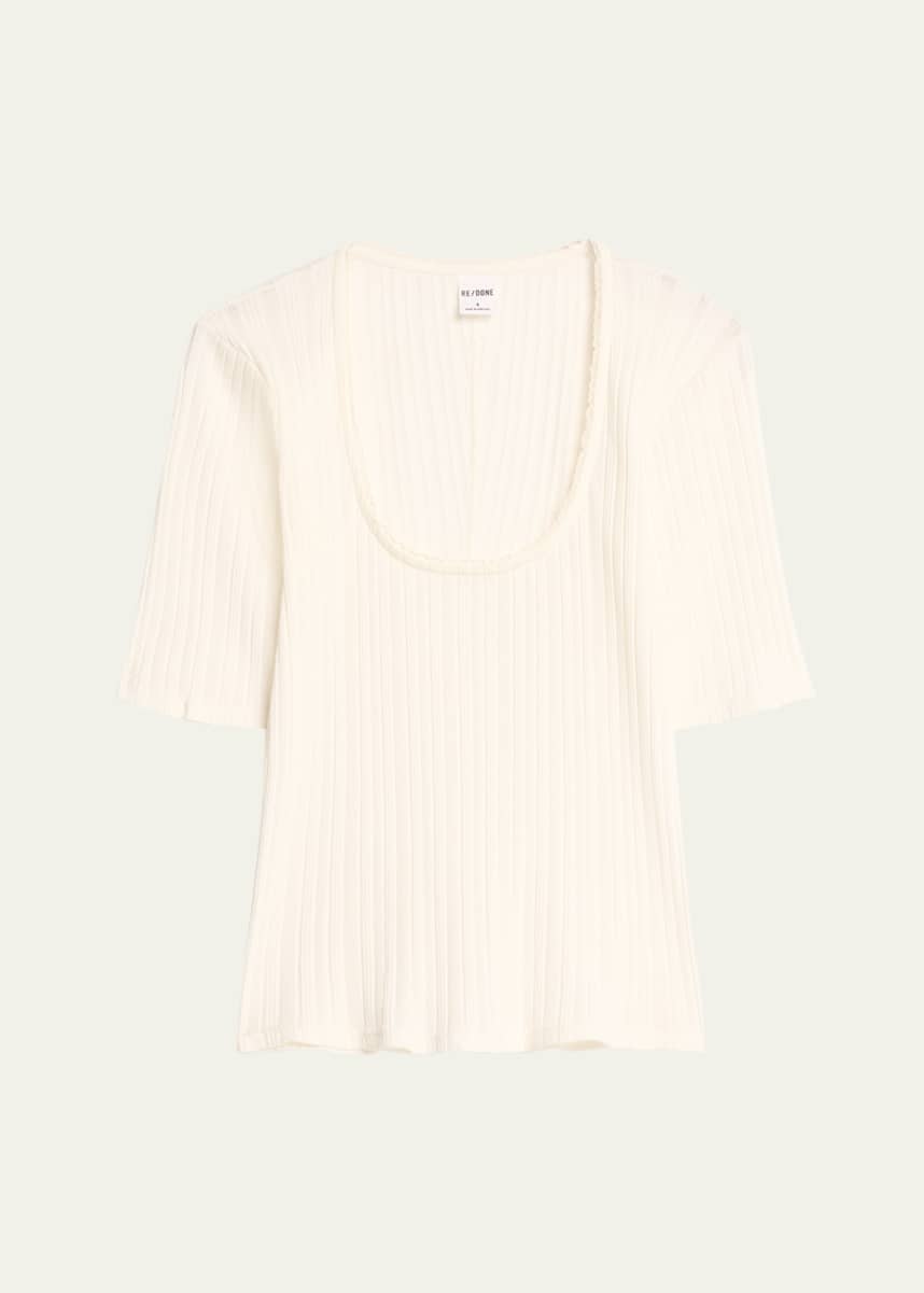RE/DONE Pointelle Scoop-Neck Tee