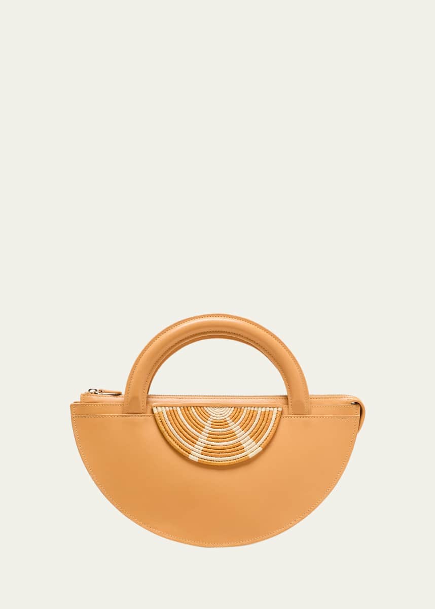 EILAF Medani XL Leather & Straw Top-Handle Bag