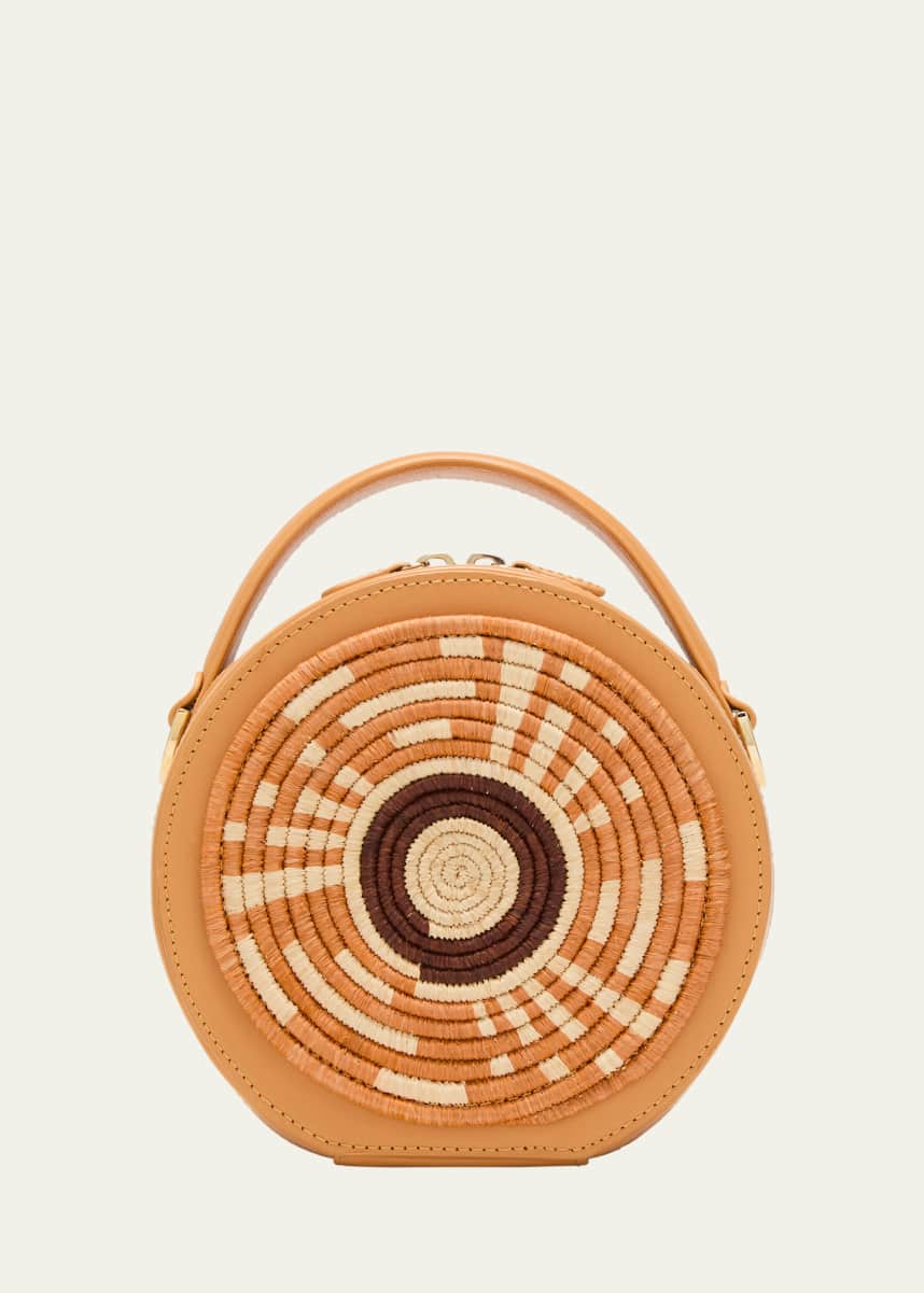 EILAF Rwenzori Round Leather & Straw Crossbody Bag