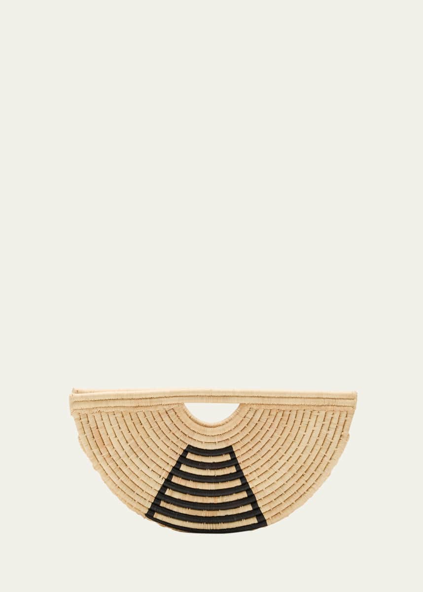 EILAF Large Half Moon Raffia Top-Handle Bag