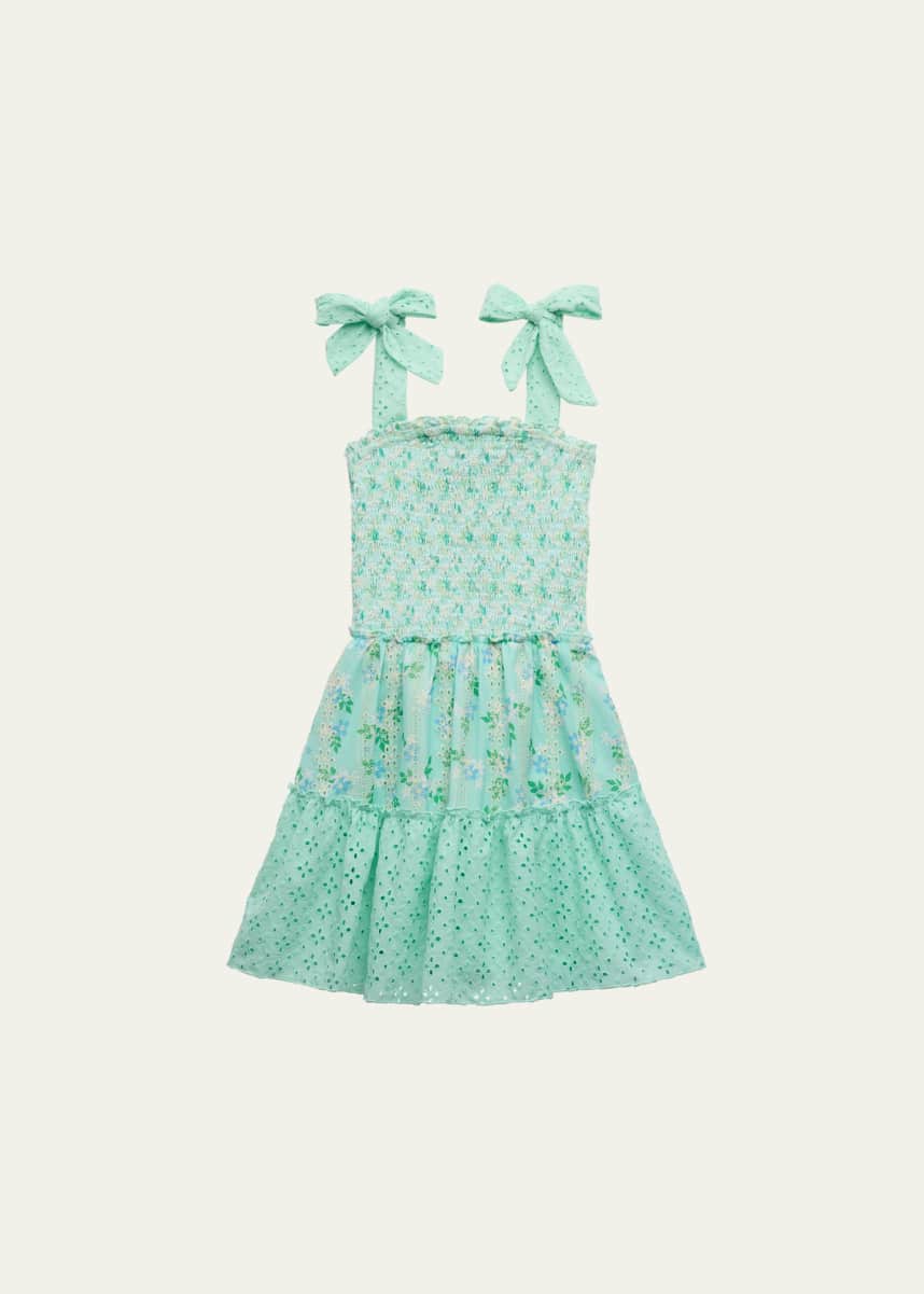 Flowers by Zoe Girl's Floral Smocked Ruffle-Trim Dress, Size 4-6