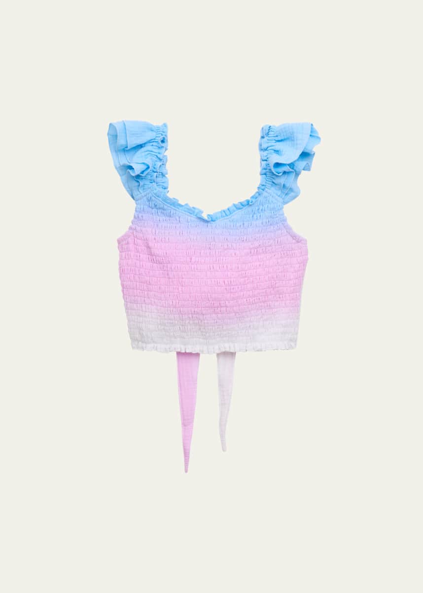 Flowers by Zoe Girl's Ombre Smocked Crop Top, Size S-XL