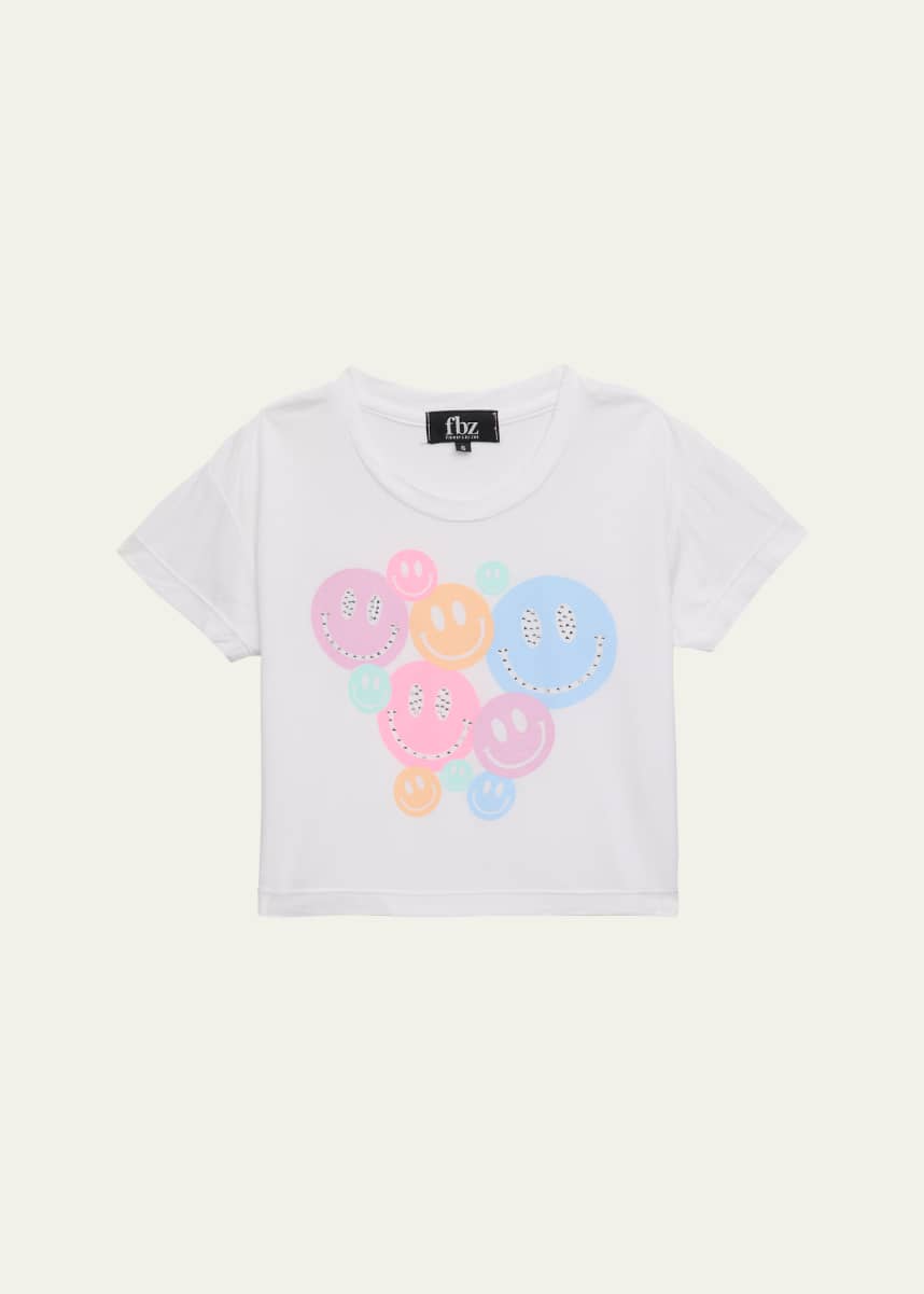Flowers by Zoe Girl's Multicolor Happy Face T-Shirt, Size 4-6