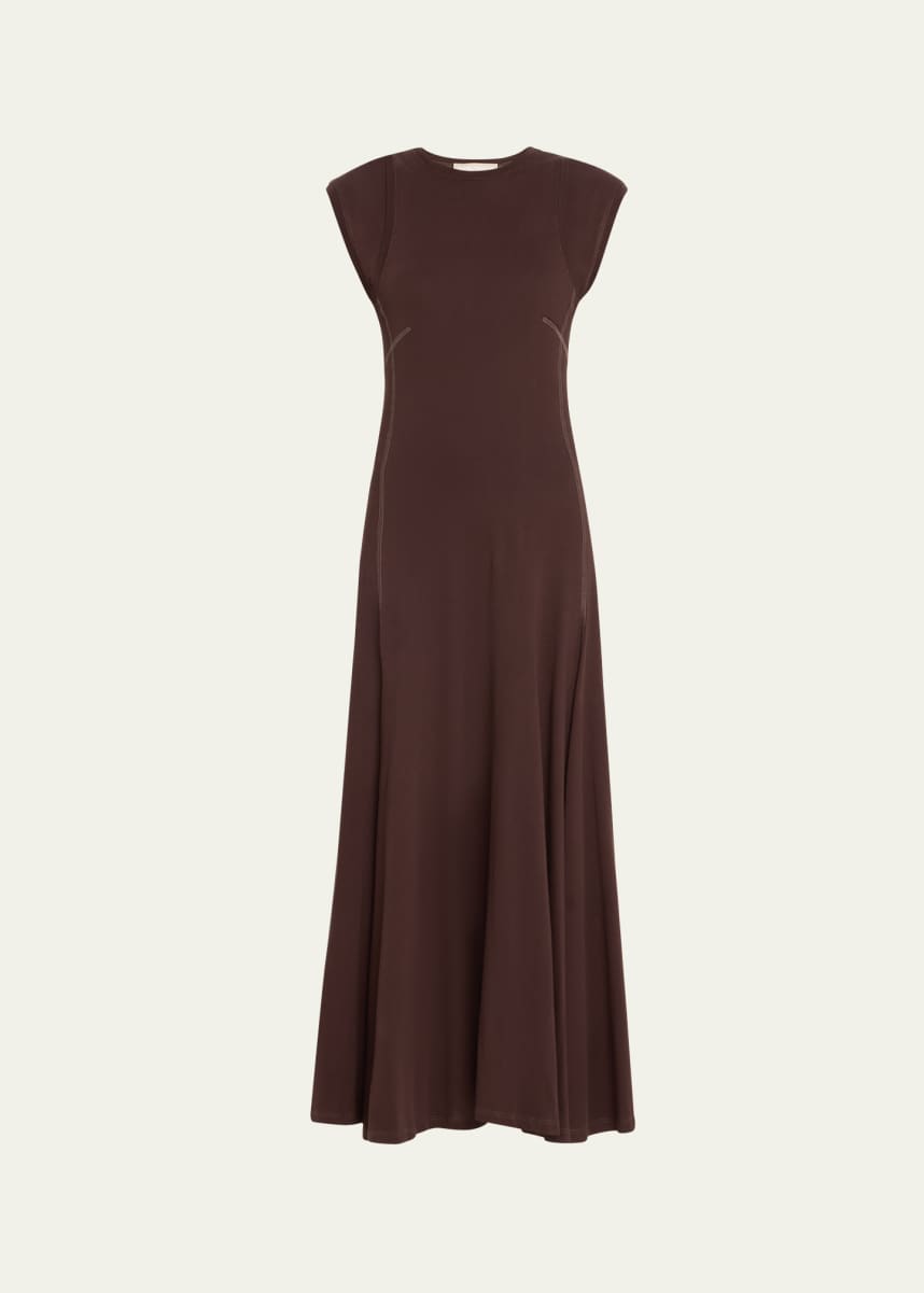 Jane Wade Cap-Sleeve Jersey Midi Dress