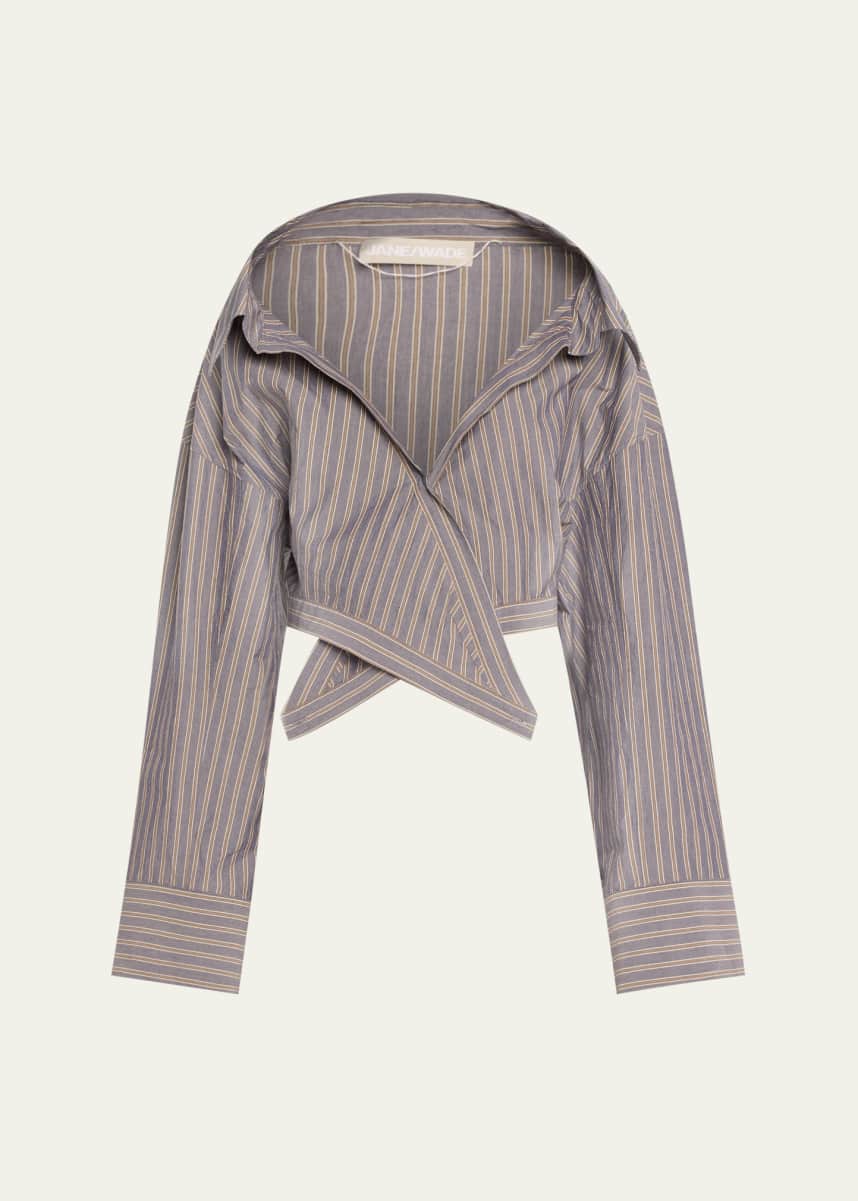 Jane Wade Stripe Long-Sleeve Wrap Shirt