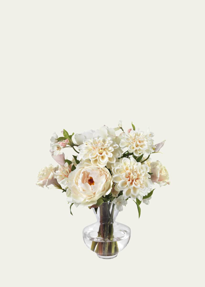 Diane James Blush Peonies, Lisianthus, and Dahlias in a Tapered Vase