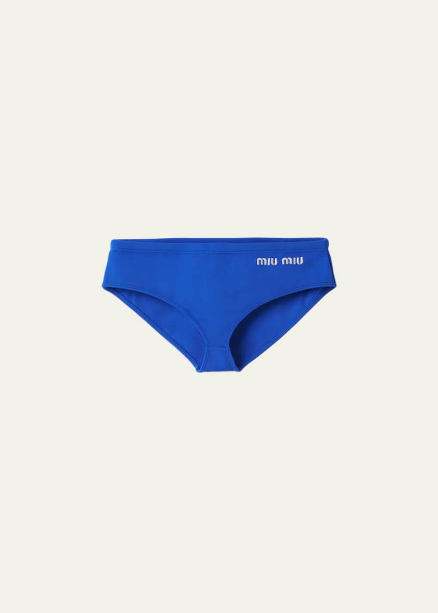 Miu Miu Logo-Embroidered Bikini Bottoms