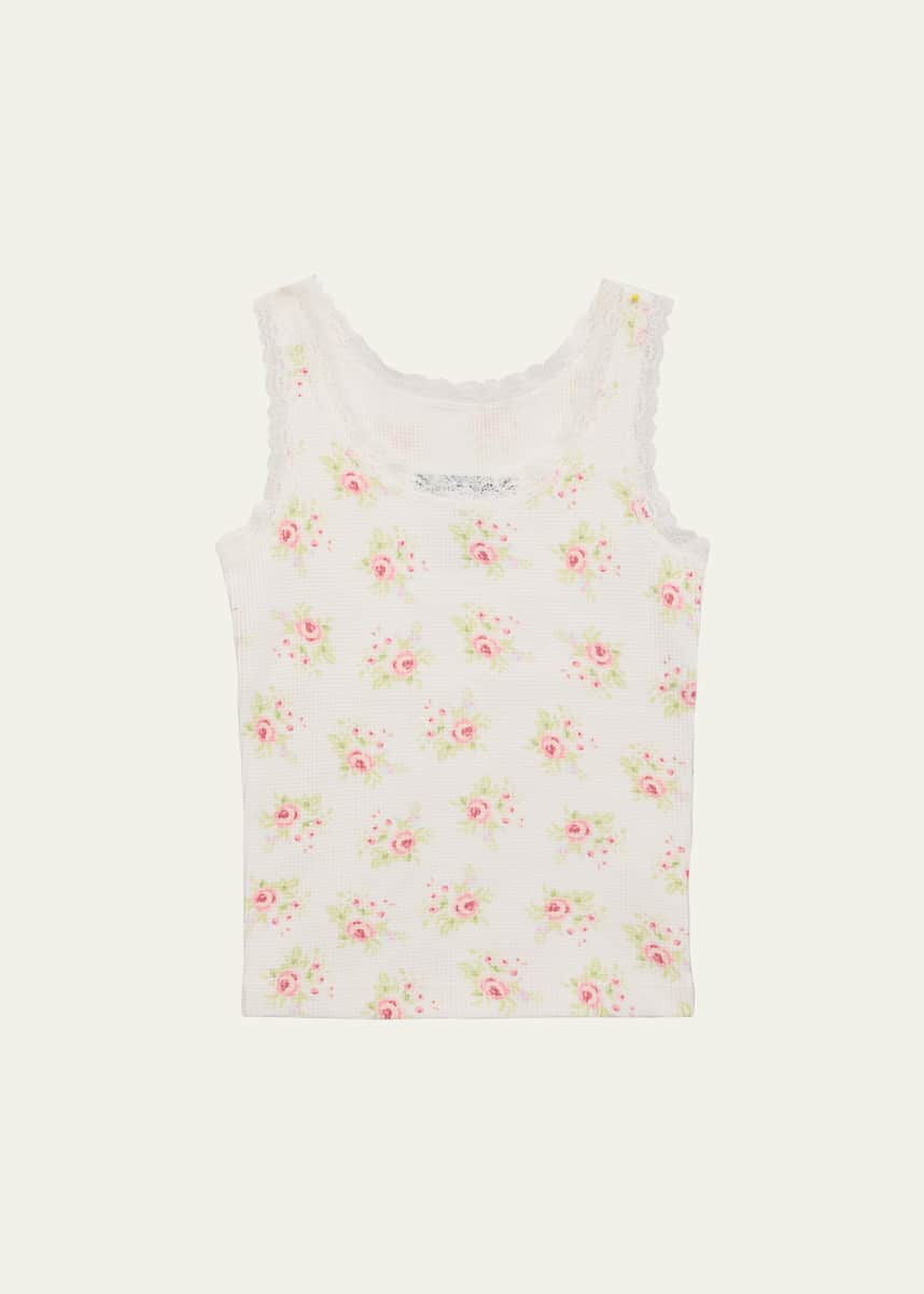 KatieJ NYC - Tween -Blue Toile Printed Haley Henley Cami