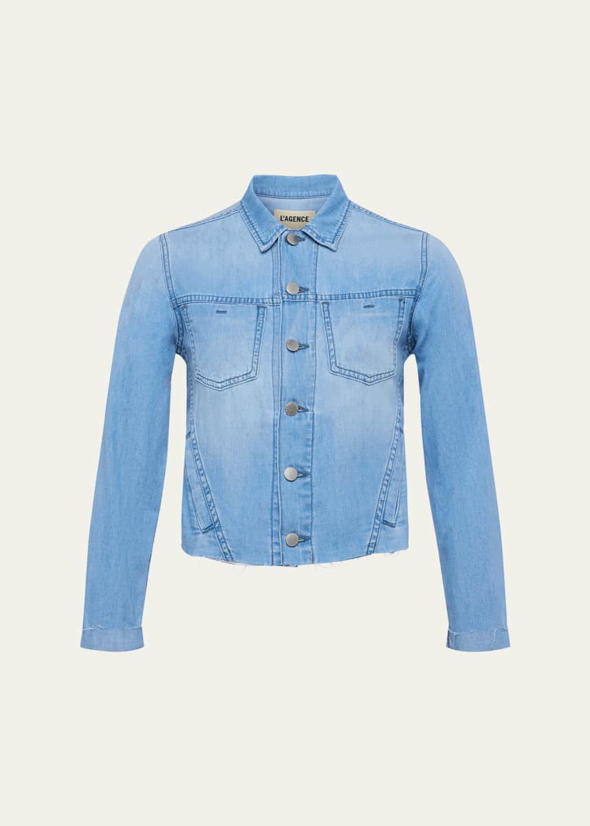 L'Agence Janelle Slim Raw Denim Jacket