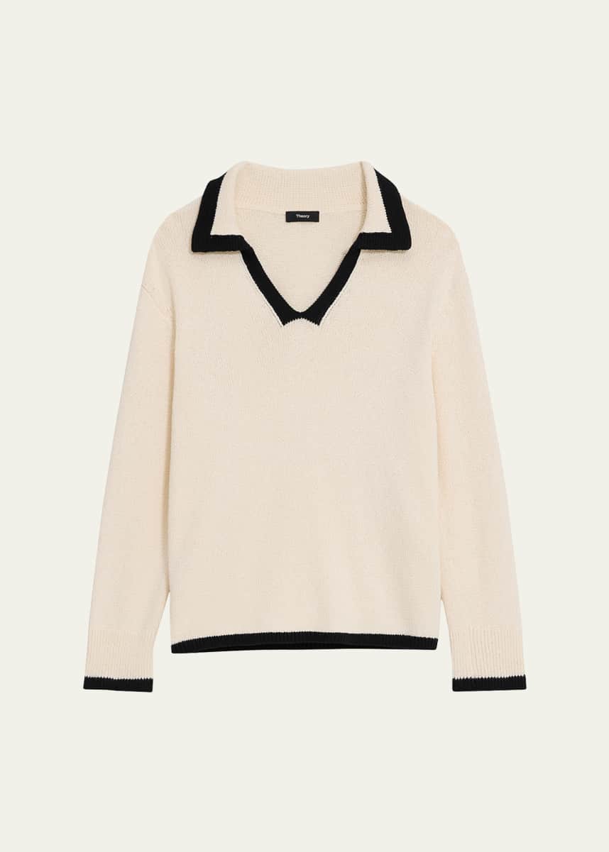 Theory Contrast-Trim Oversized Pullover Sweater