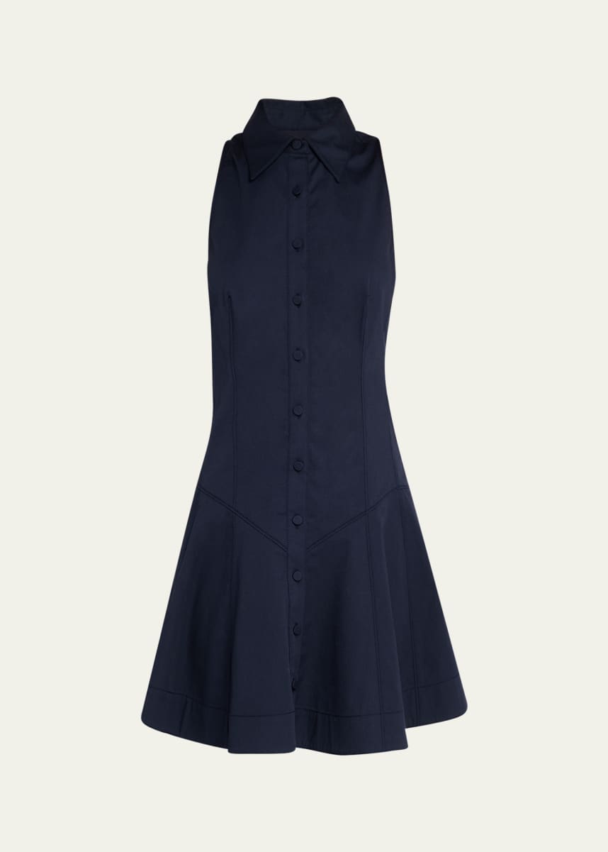 Cinq a Sept Poppy Sleeveless Flared Mini Poplin Shirtdress
