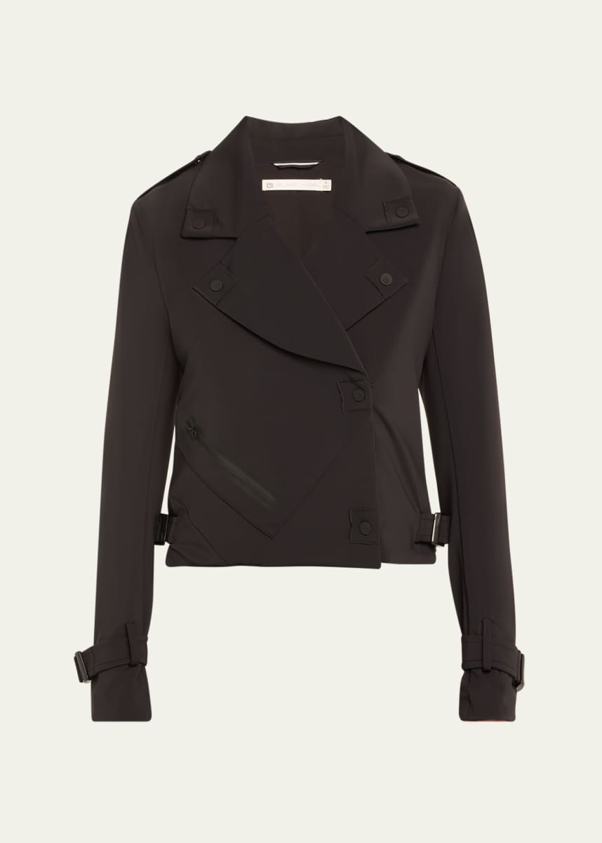 Blanc Noir Drape-Front Quilted Faux-Leather Jacket - Bergdorf Goodman