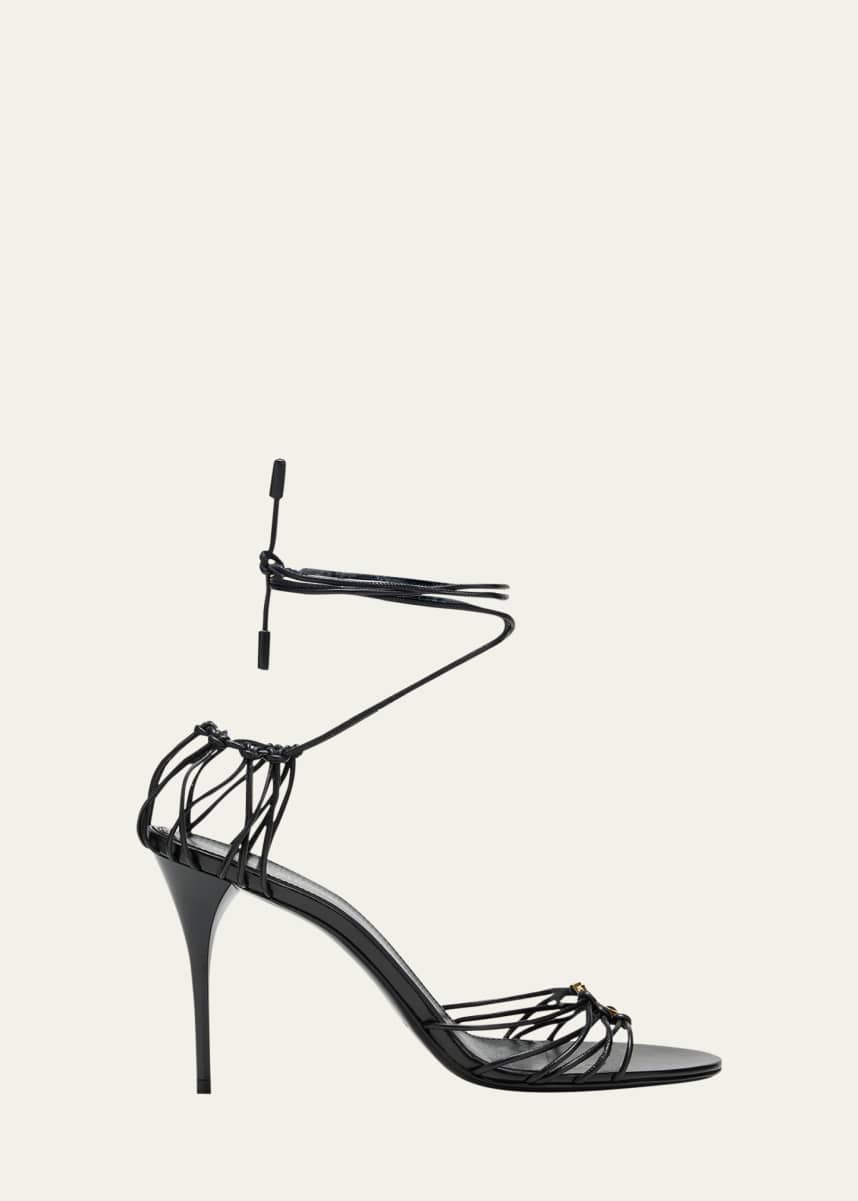 Saint Laurent Jota Strappy YSL Ankle-Wrap Sandals