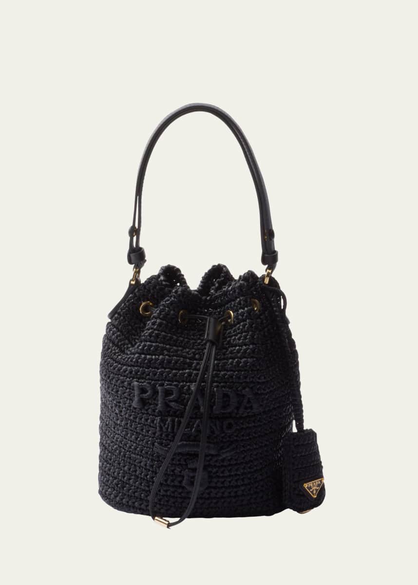 Prada Logo Crochet Bucket Bag