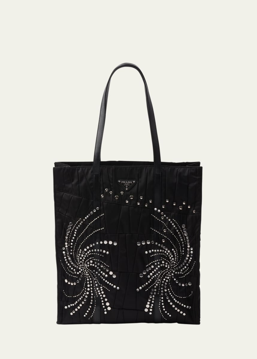 Prada Embellished Quilted Nylon Tote Bag