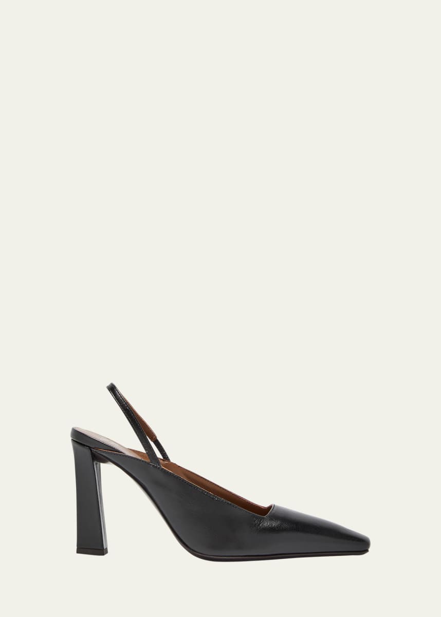 Giuseppe Zanotti Leather Square-Toe Slingback Pumps