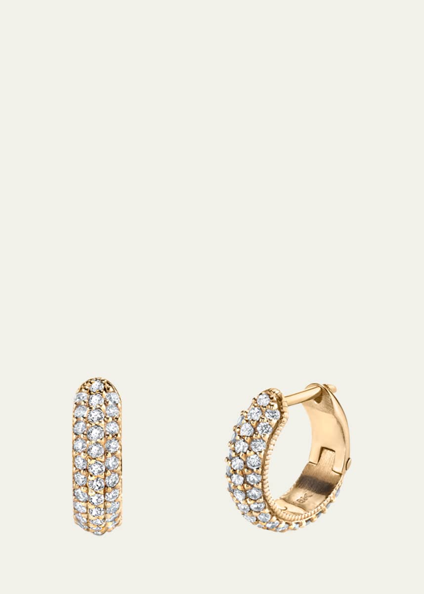 Lizzie Mandler Fine Jewelry Three-Row Pave Diamond Huggie Earrings