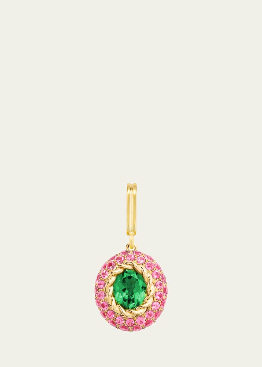 Mellerio 18K Yellow Gold Baby Fields Charm with Peridot and Pink Sapphires