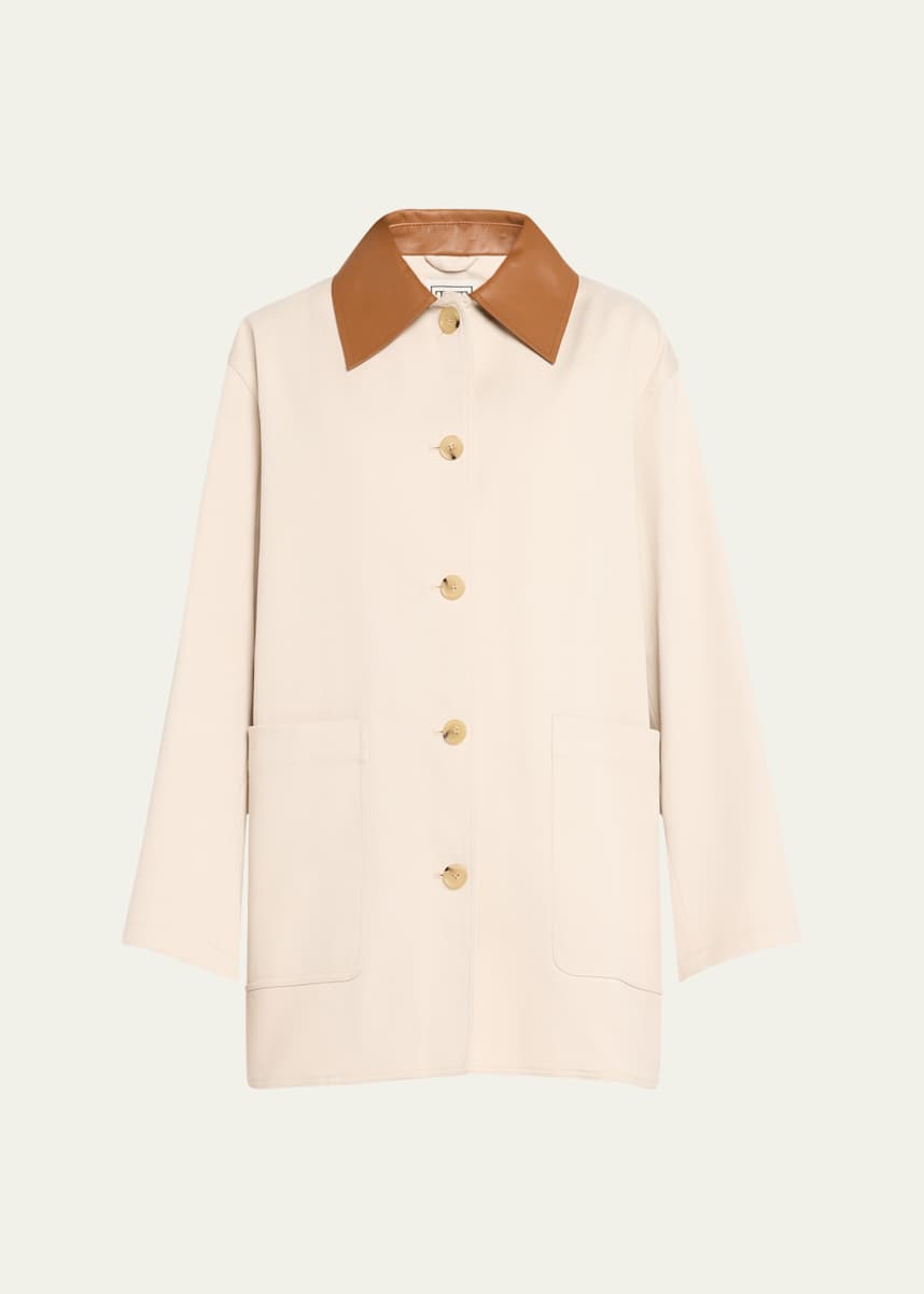 Toteme Organic Cotton Barn Jacket with Leather Collar