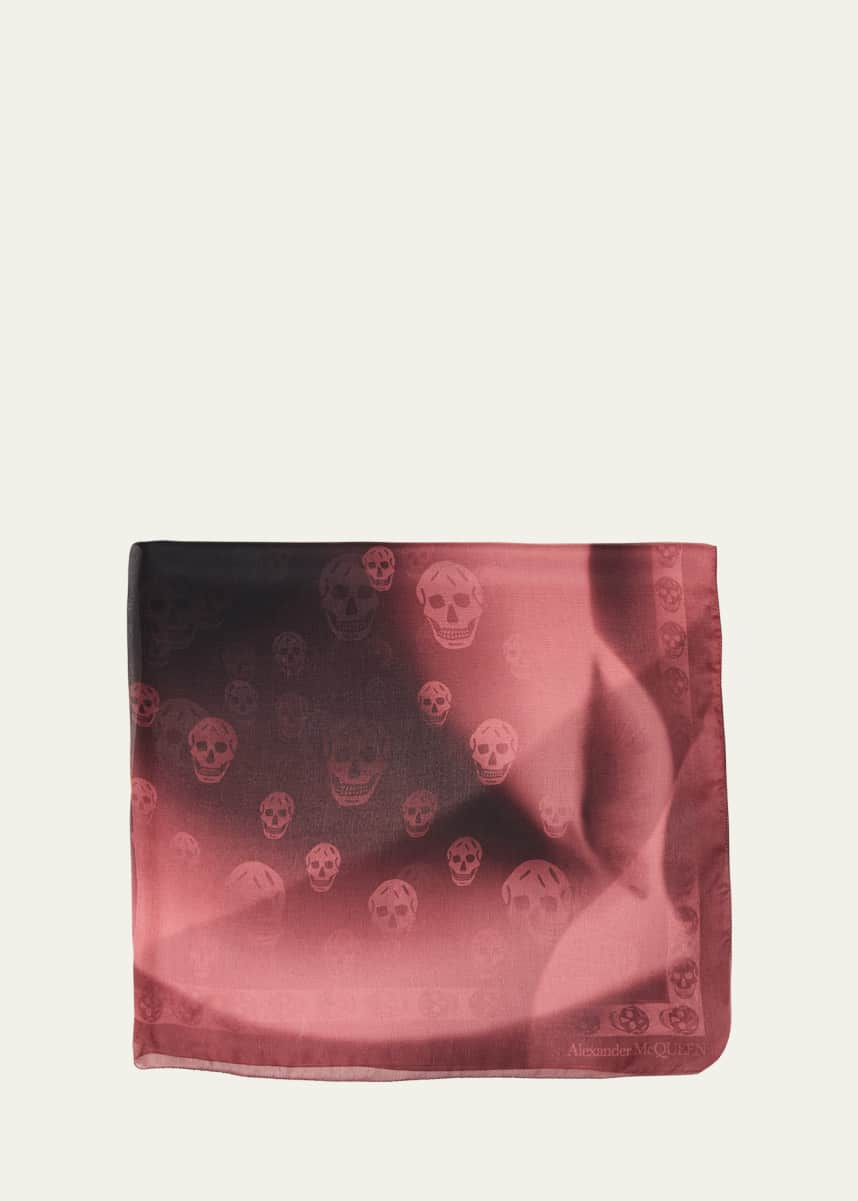 Alexander McQueen Skull Print Ombre Silk Scarf