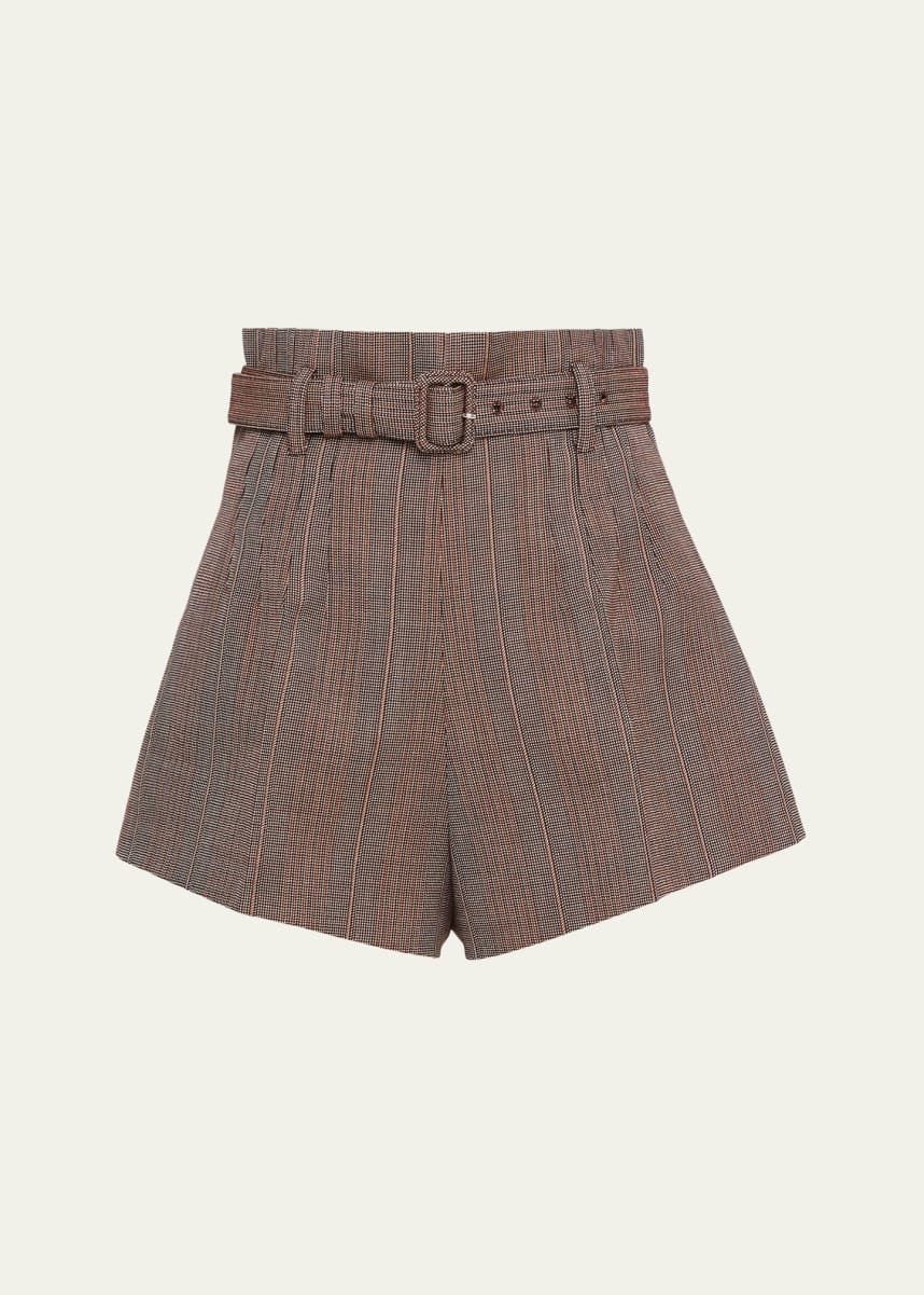 Prada Pinstripe Wool Shorts with Belt
