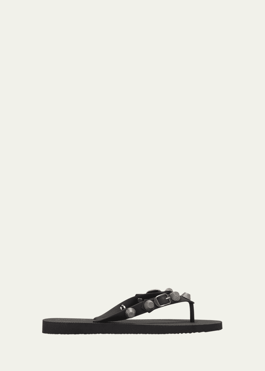 Balenciaga Cagole Studded Flip Flop Sandals