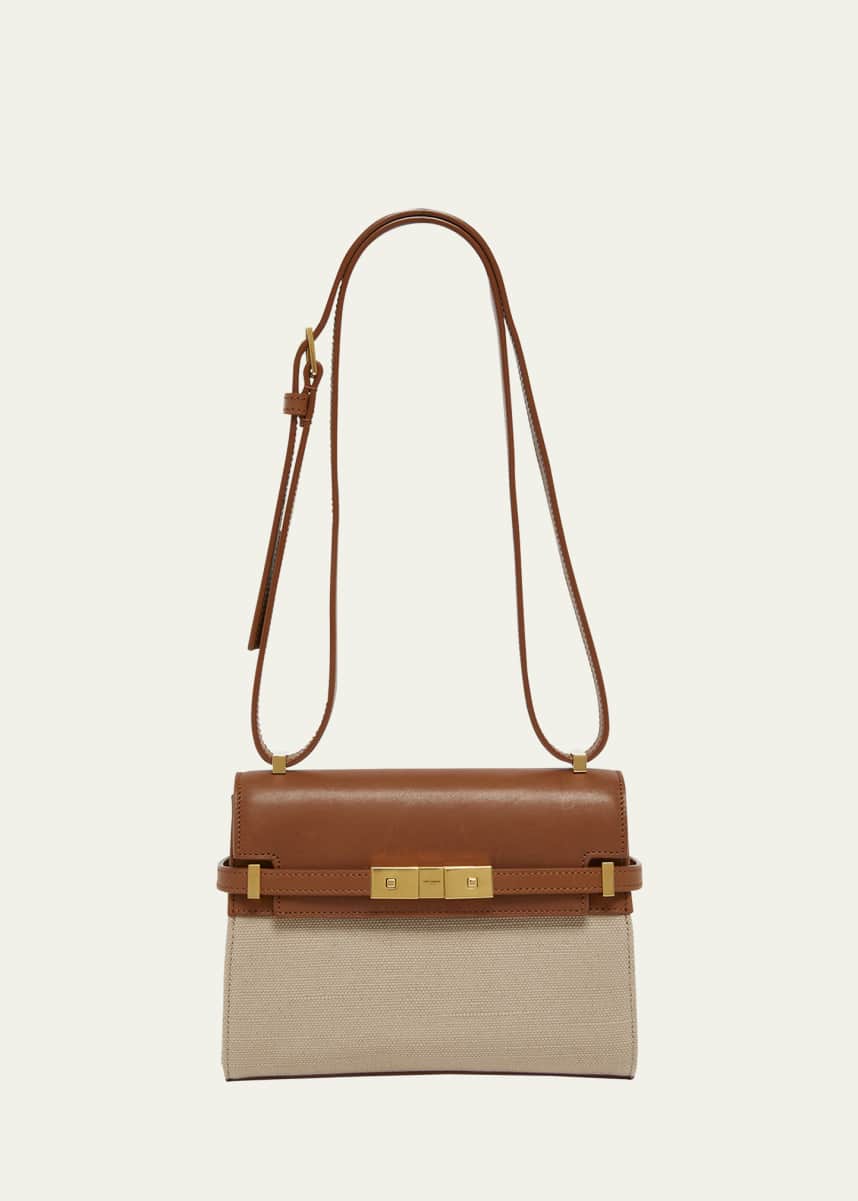 Saint Laurent Manhattan Mini Crossbody Bag in Canvas and Leather