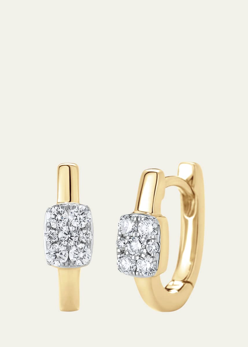 Sara Weinstock 18K Yellow Gold Unity Reverie Diamond Cushion Huggie Earrings