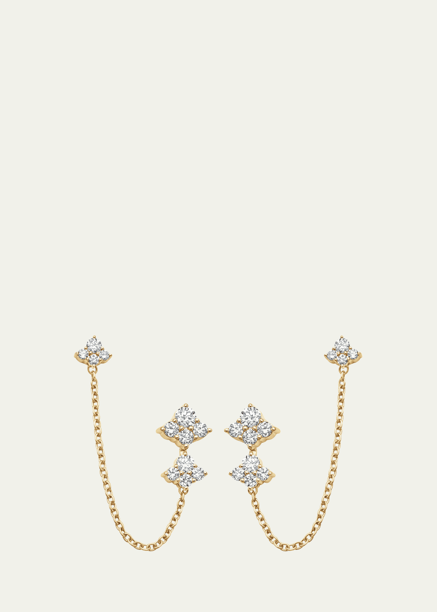 Sara Weinstock 18K Yellow Gold Dujour Diamond Cluster Drop Chain Earrings