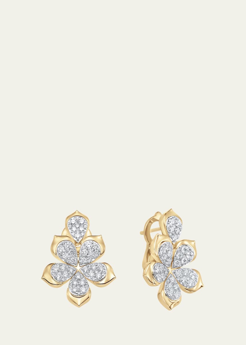 Sara Weinstock 18K Two-Tone Gold Lierre Diamond Partial Pear Flower Stud Earrings